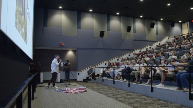 Michael Green on stage at Creative Mornings Indianapolis